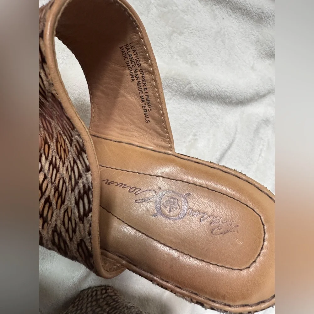 BORN CROWN Snake Print Brown Tan Women's Wedge Sandals size 10 / 42